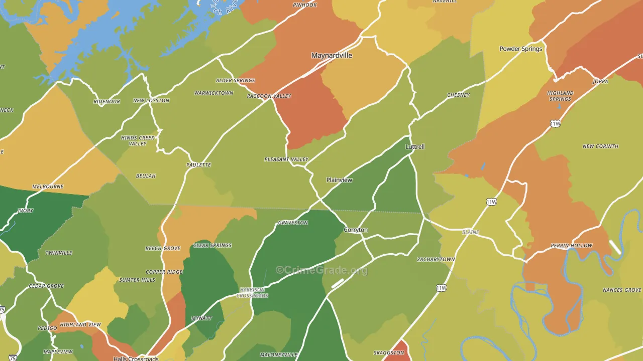 Luttrell, TN Map of Vandalism Rates