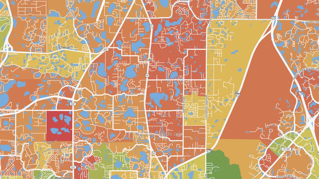 Lutz, FL Map of Vandalism Rates
