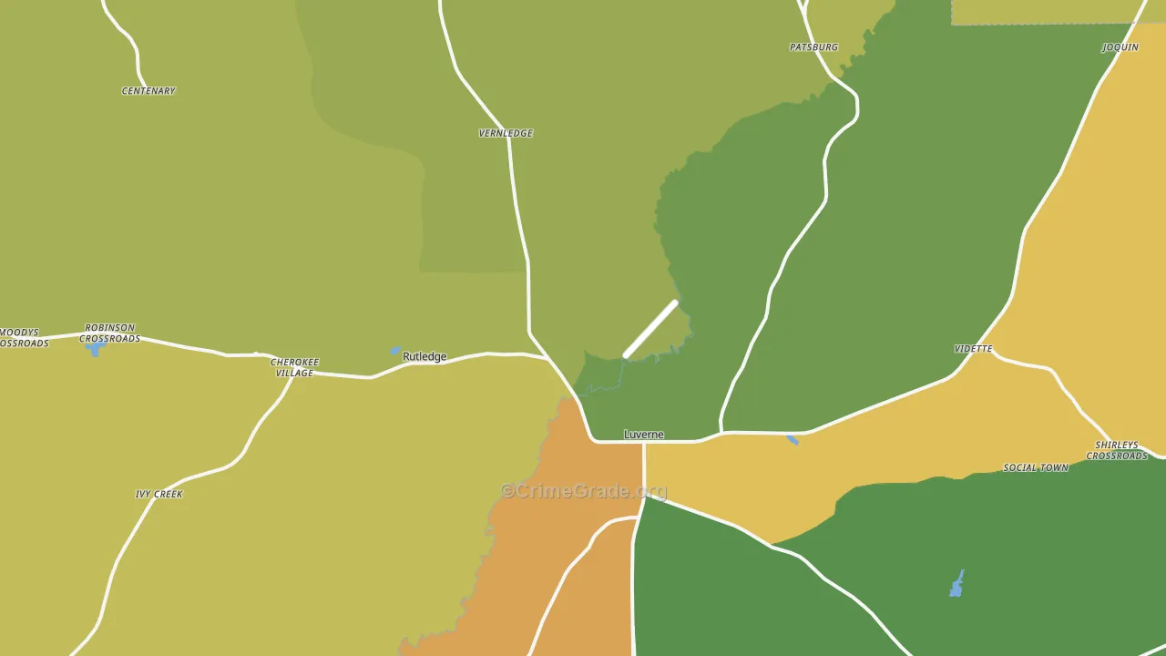 Luverne, AL Map of Vandalism Rates