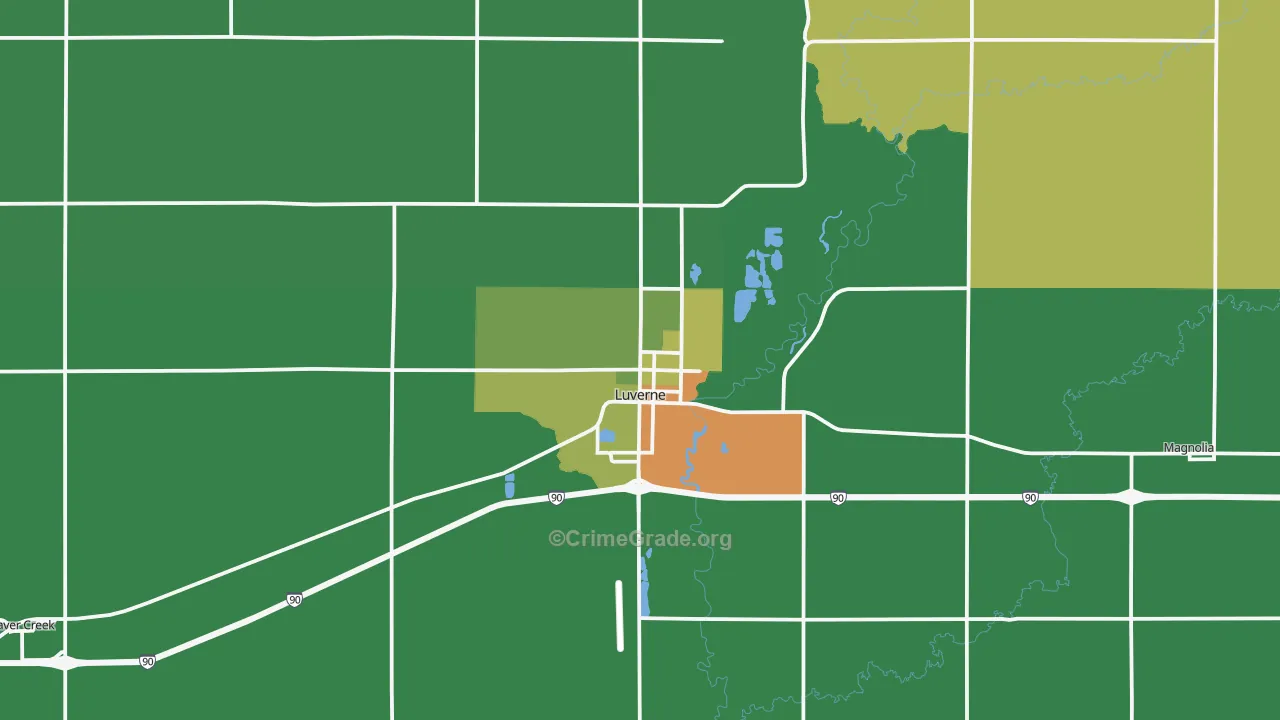 Luverne, MN Map of Vandalism Rates