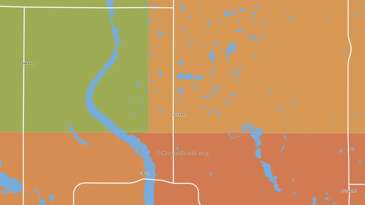 Luverne, ND Map of Vandalism Rates