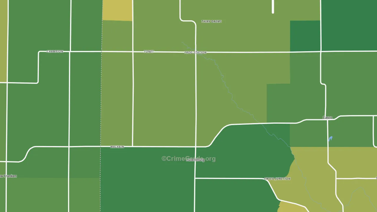 Luxemburg, WI Map of Vandalism Rates
