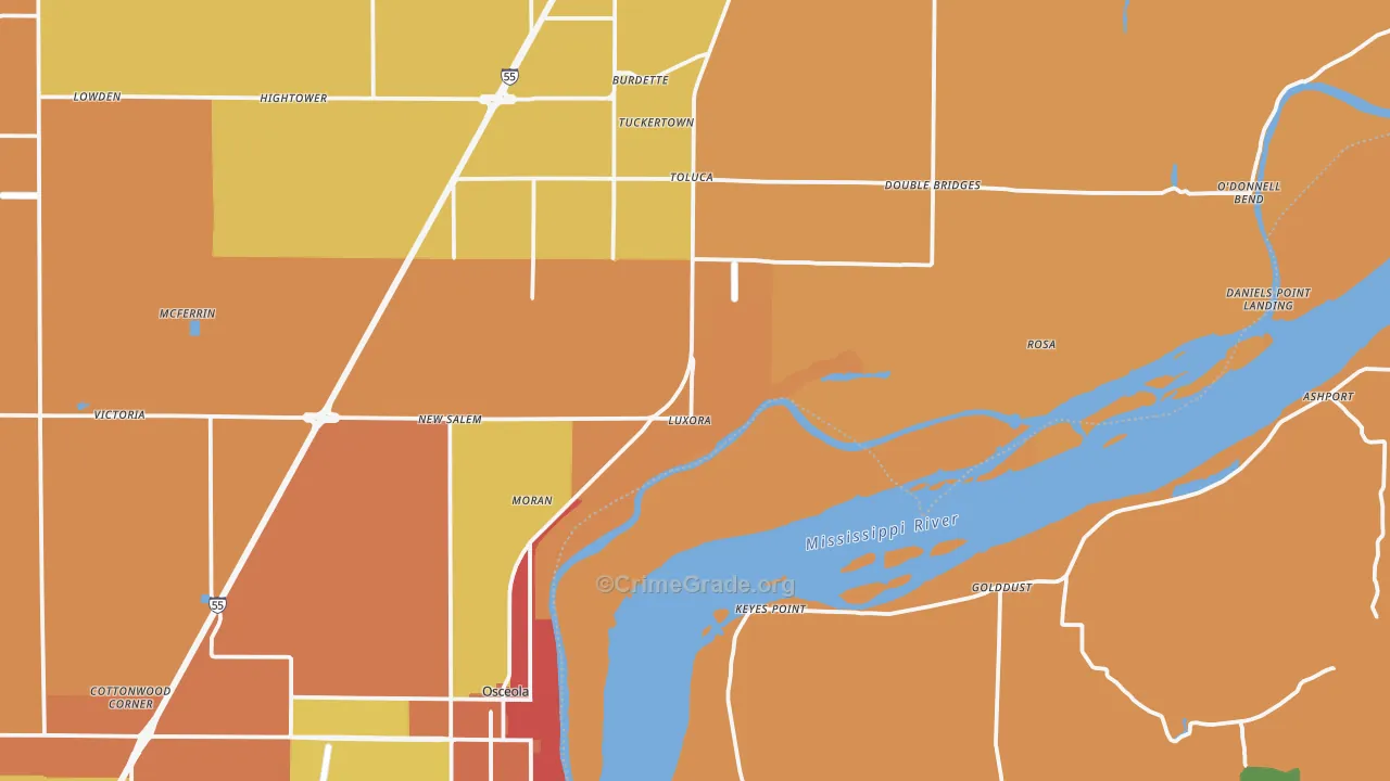 Luxora, AR Map of Vandalism Rates