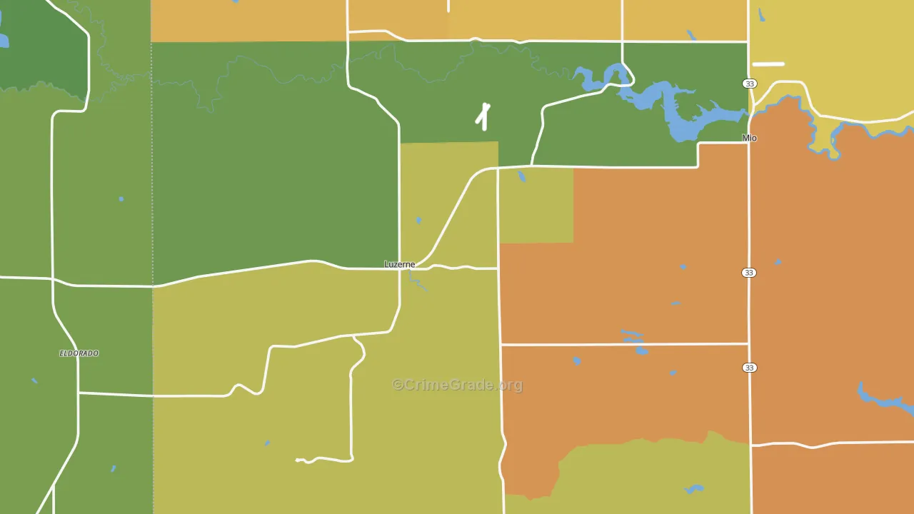 Luzerne, MI Map of Vandalism Rates