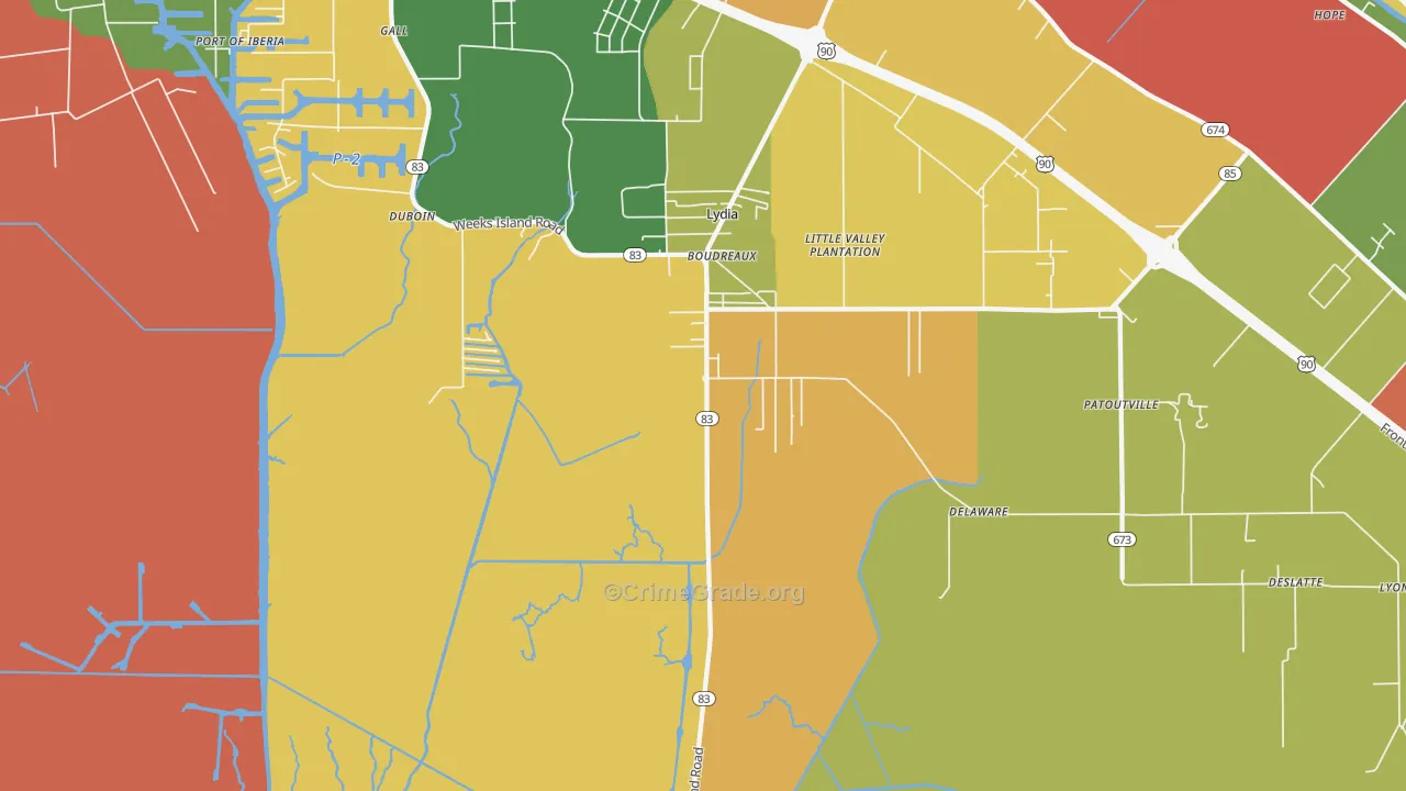 Lydia, LA Map of Vandalism Rates