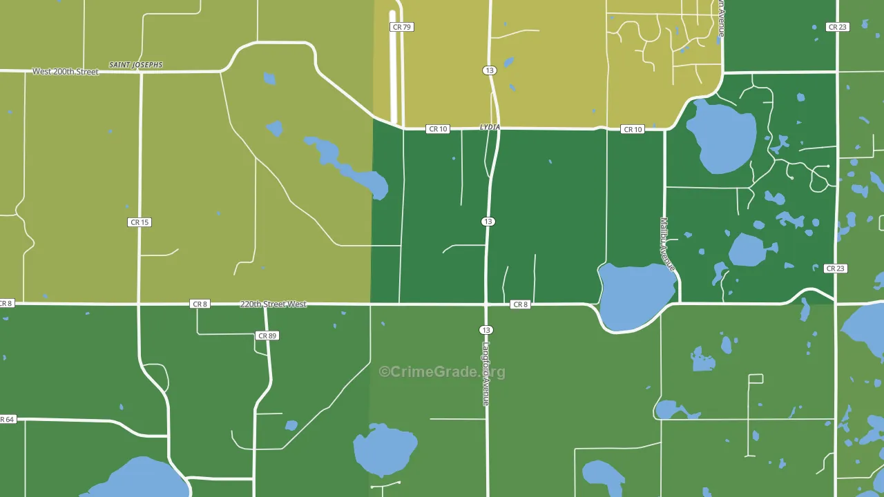 Lydia, MN Map of Vandalism Rates
