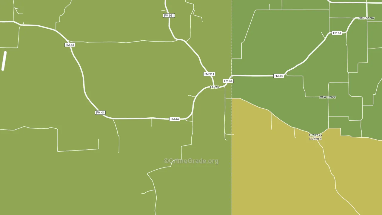 Lydia, TX Map of Vandalism Rates