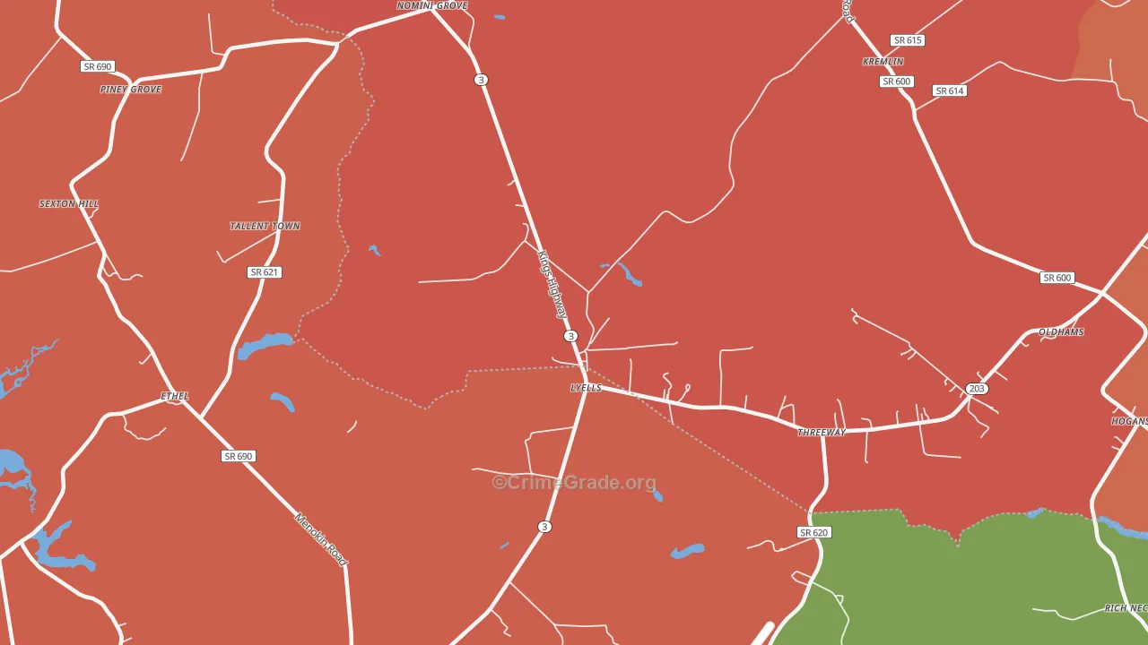 Lyells, VA Map of Vandalism Rates