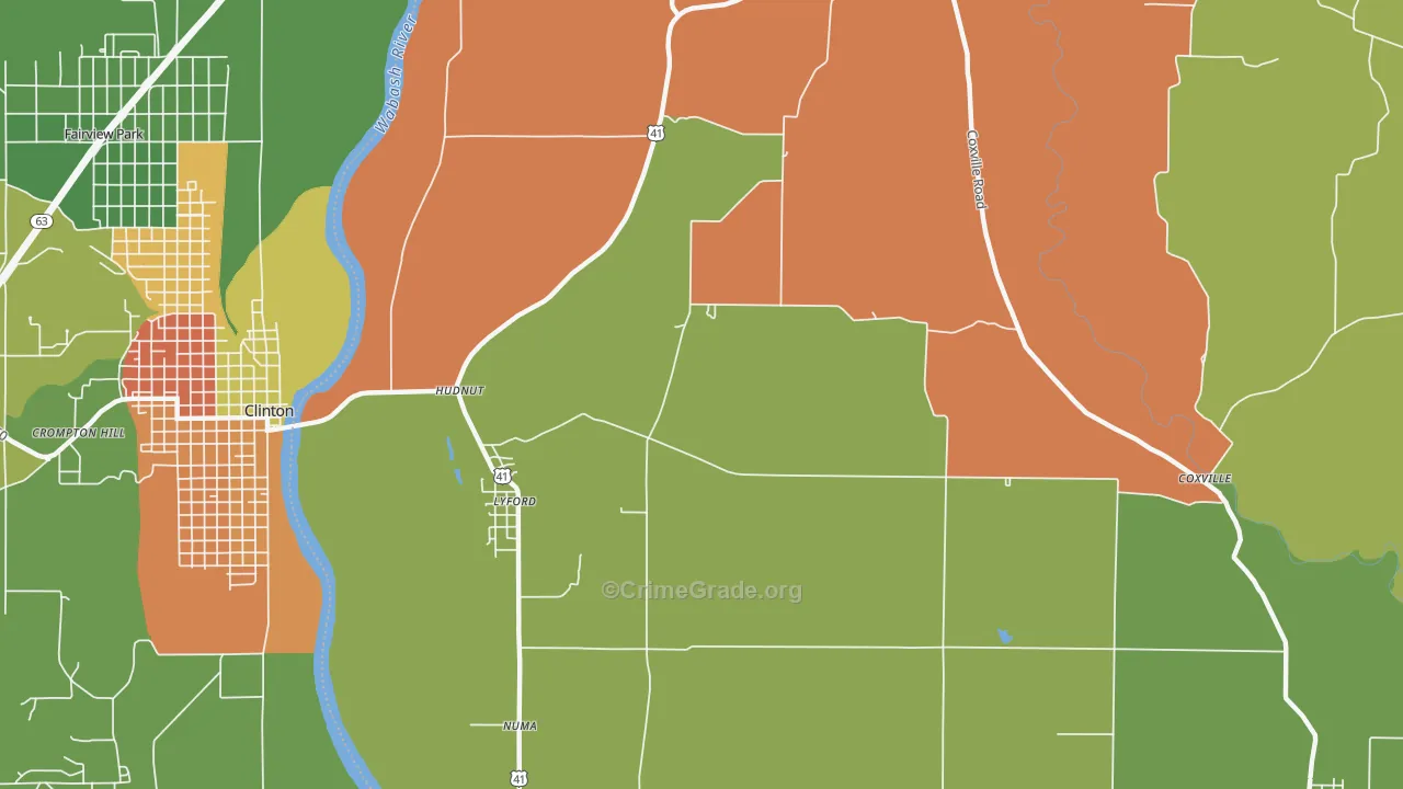 Lyford, IN Map of Vandalism Rates