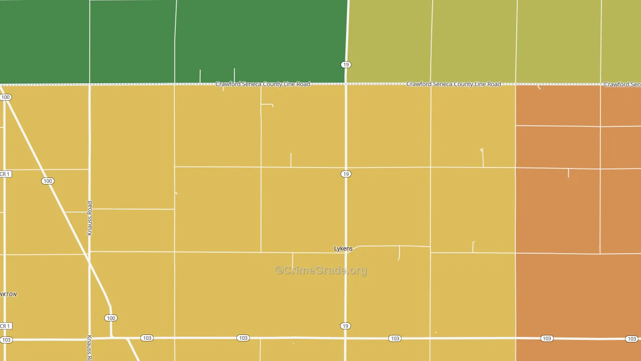 Lykens, OH Map of Vandalism Rates