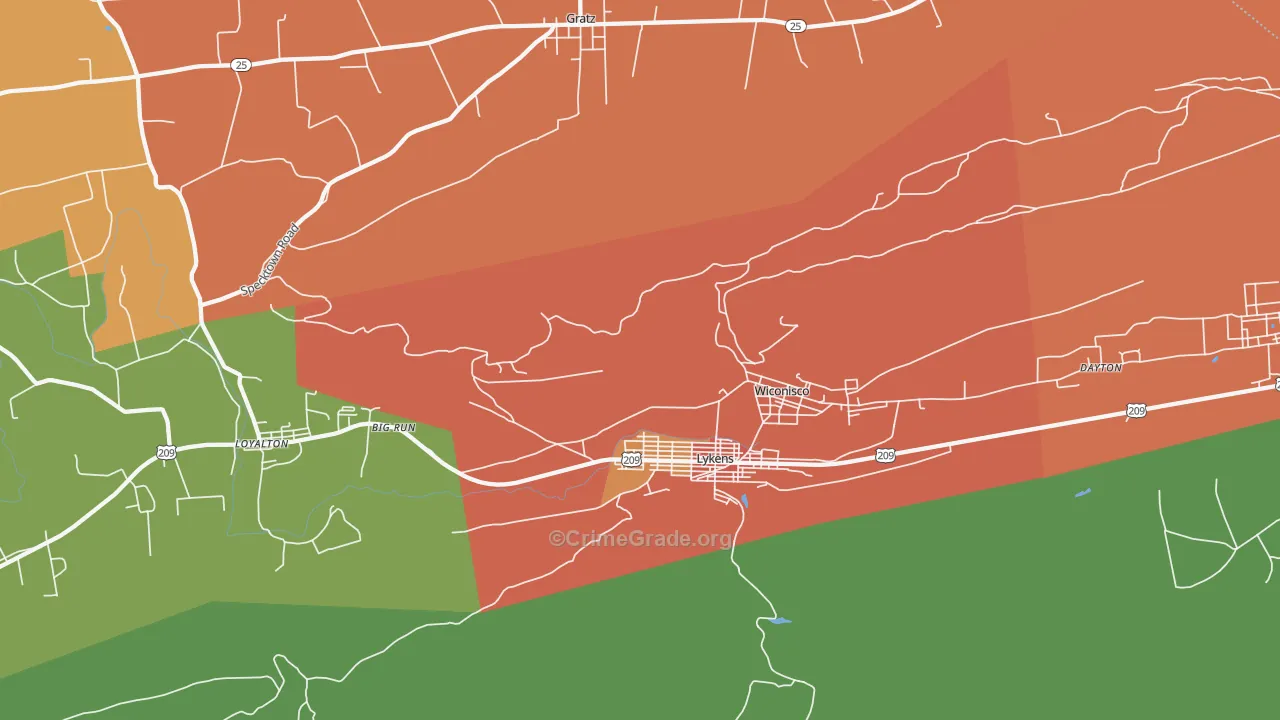 Lykens, PA Map of Vandalism Rates