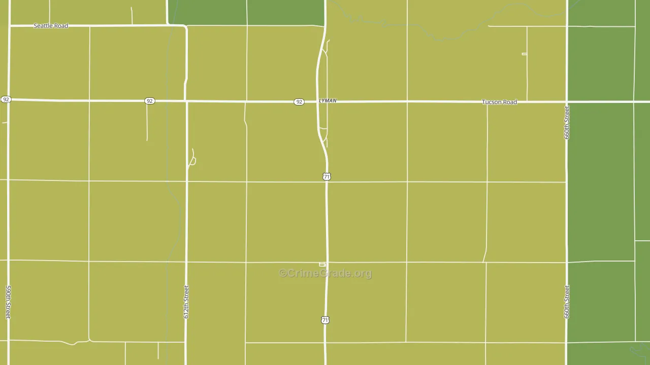 Lyman, IA Map of Vandalism Rates