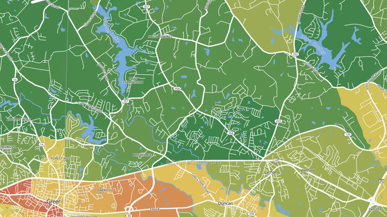 Lyman, SC Map of Vandalism Rates