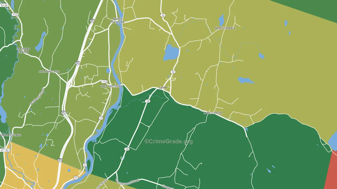 Lyme, NH Map of Vandalism Rates