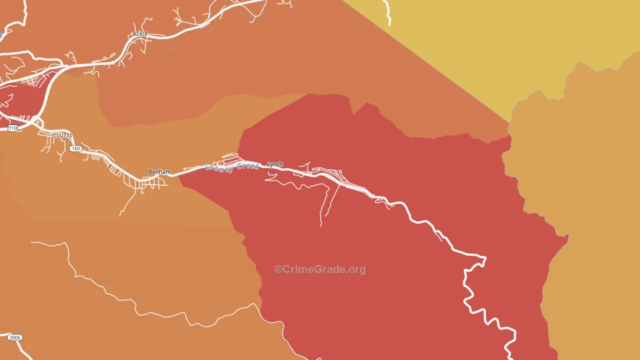 Lynch, KY Map of Vandalism Rates