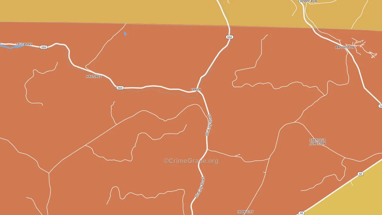 Lynch, PA Map of Vandalism Rates
