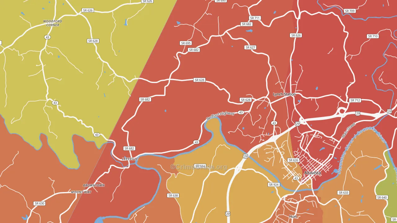 Lynch Station, VA Map of Vandalism Rates