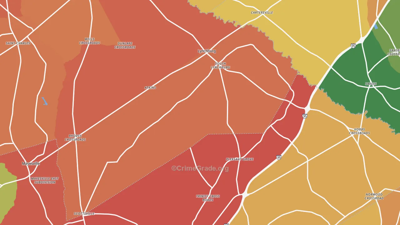 Lynchburg, SC Map of Vandalism Rates
