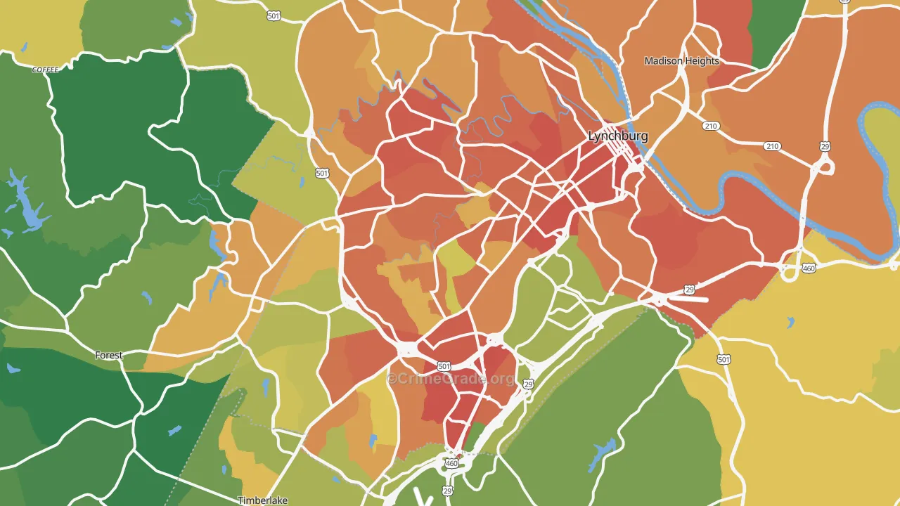 Lynchburg, VA Map of Vandalism Rates