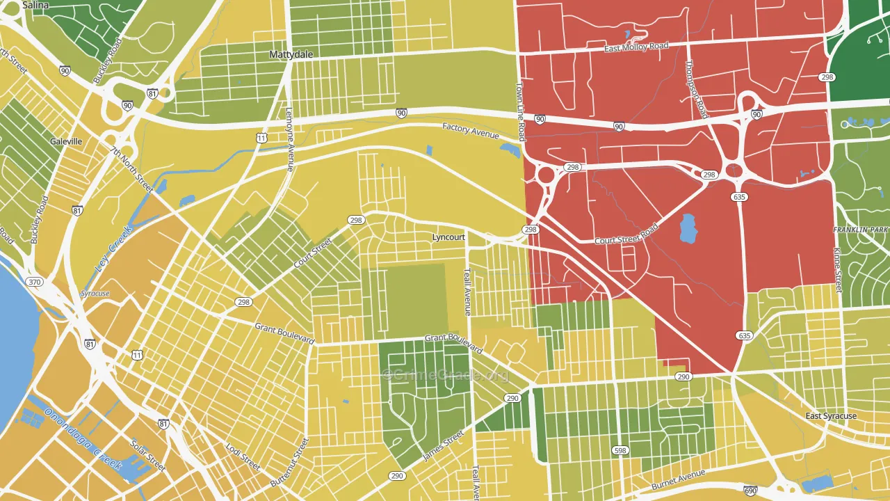 Lyncourt, NY Map of Vandalism Rates