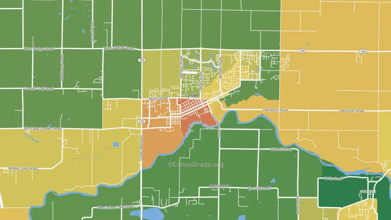 Lynden, WA Map of Vandalism Rates
