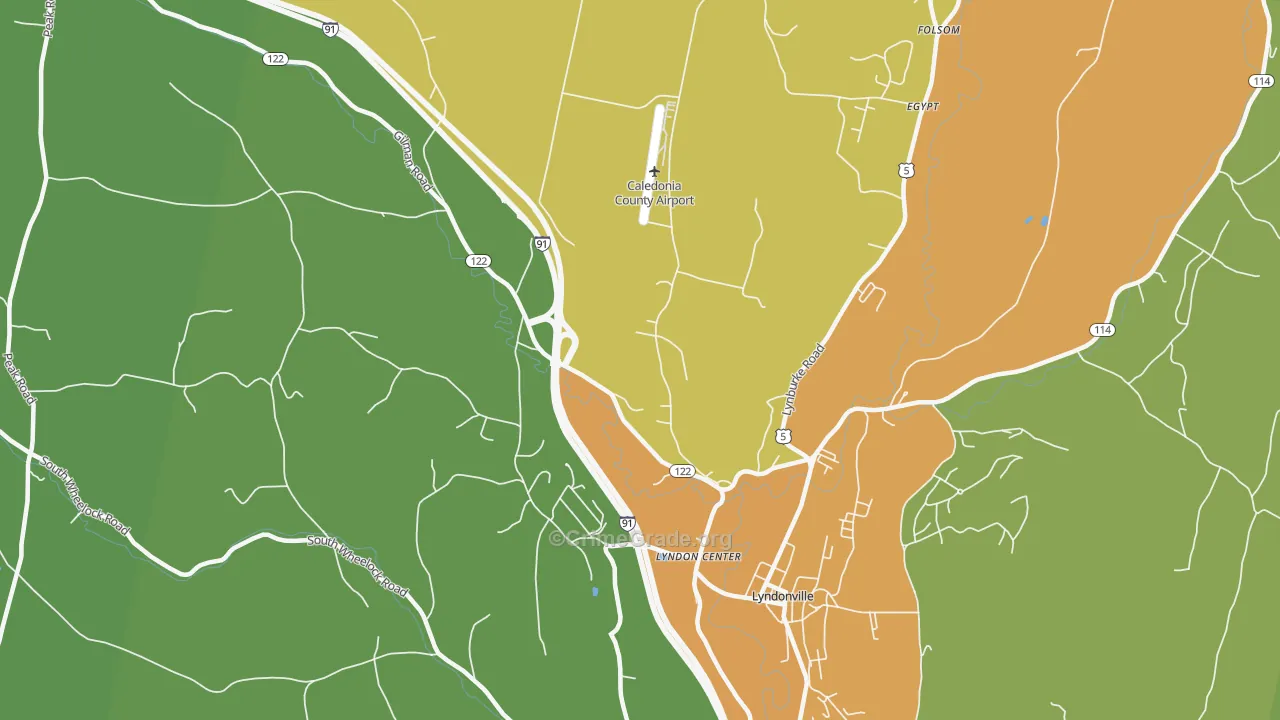 Lyndon Center, VT Map of Vandalism Rates