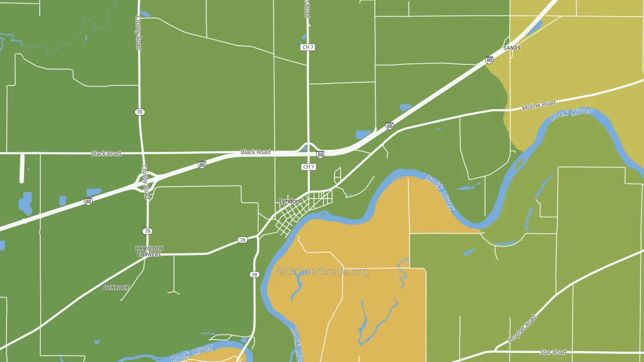 Lyndon, IL Map of Vandalism Rates
