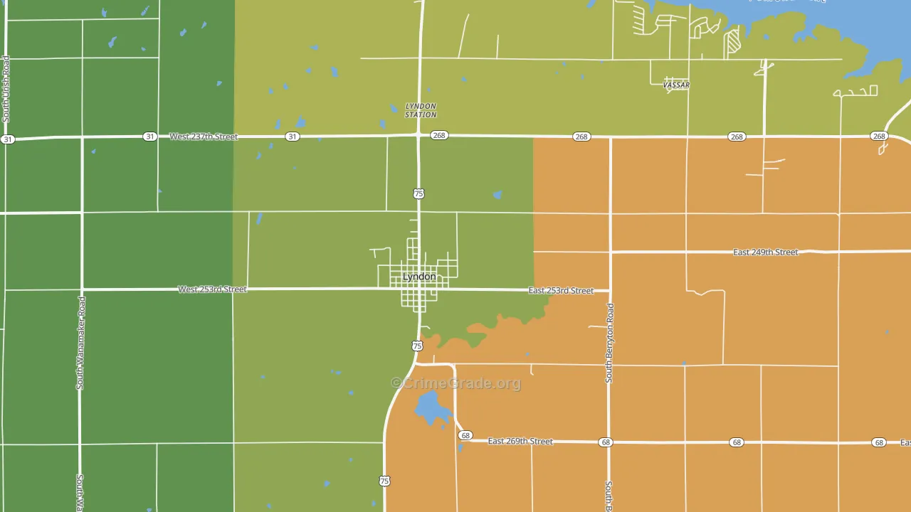 Lyndon, KS Map of Vandalism Rates