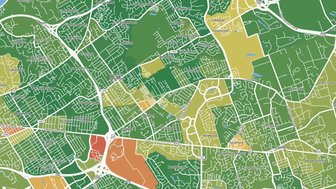 Lyndon, KY Map of Vandalism Rates