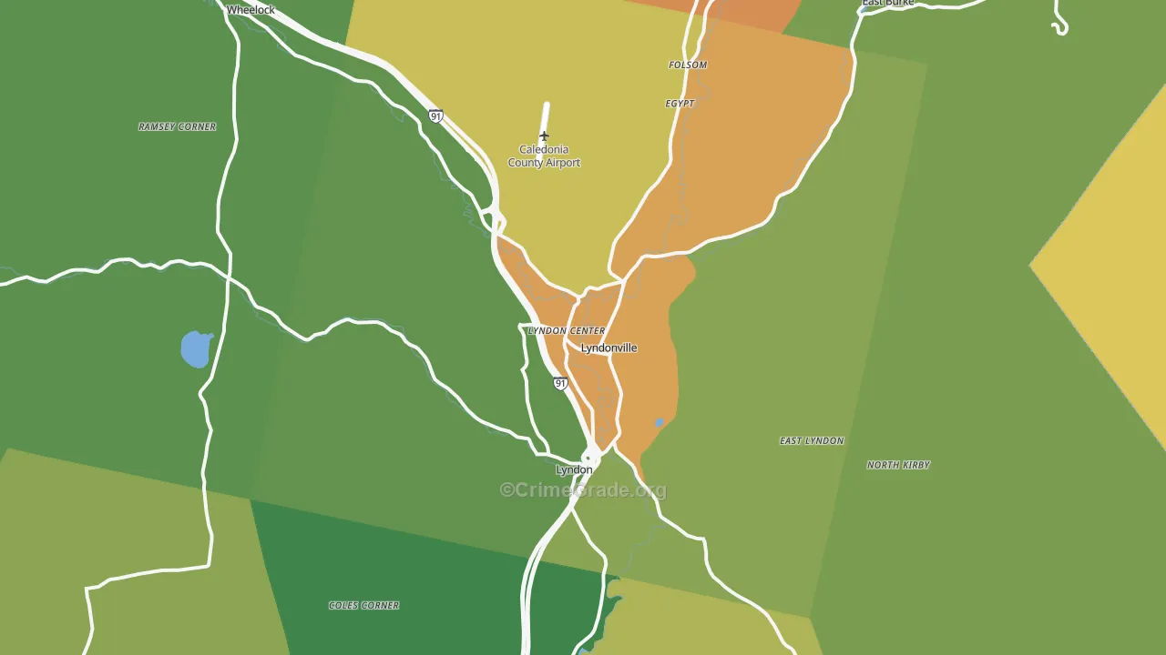 Lyndonville, VT Map of Vandalism Rates