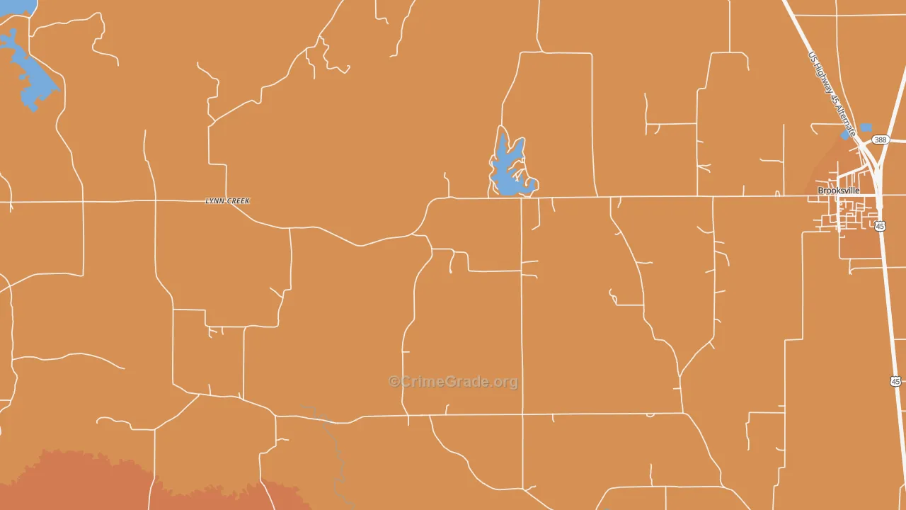 Lynn Creek, MS Map of Vandalism Rates