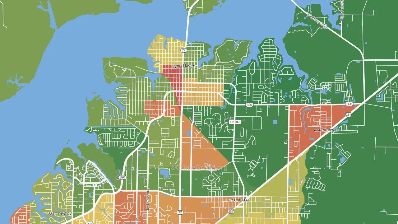 Lynn Haven, FL Map of Vandalism Rates