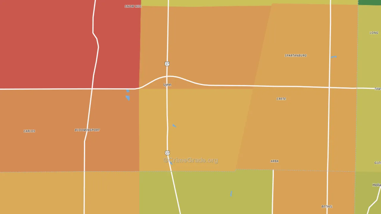 Lynn, IN Map of Vandalism Rates