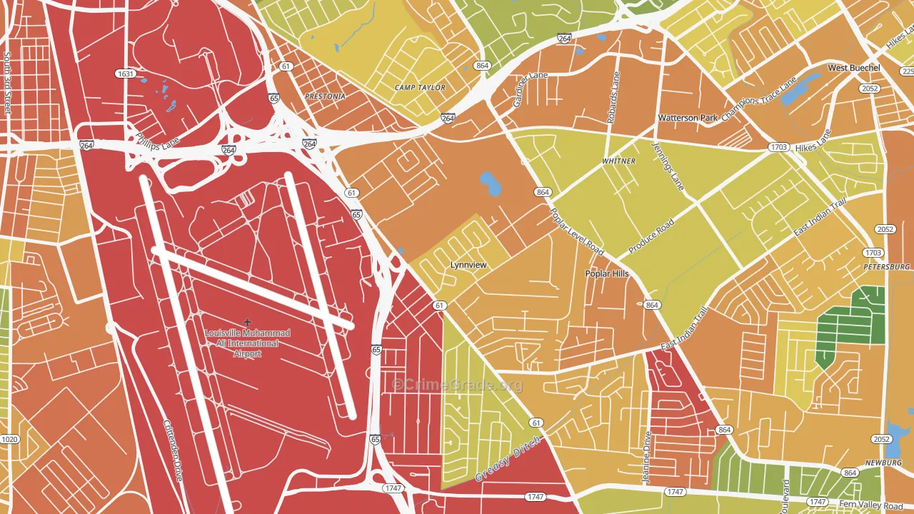 Lynnview, KY Map of Vandalism Rates