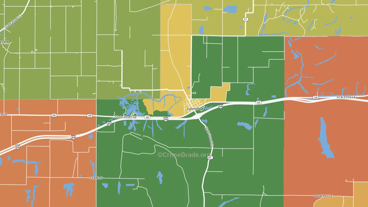 Lynnville, IN Map of Vandalism Rates