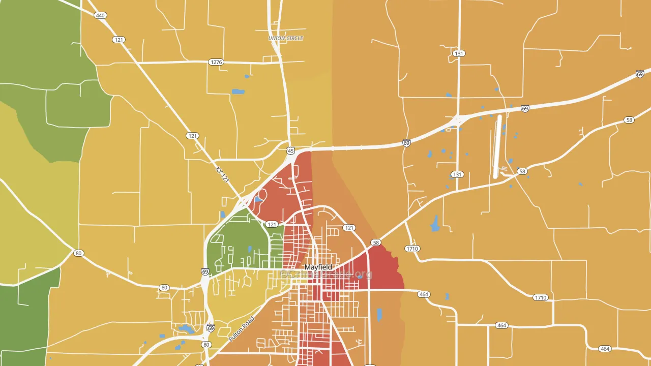 Lynnville, KY Map of Vandalism Rates