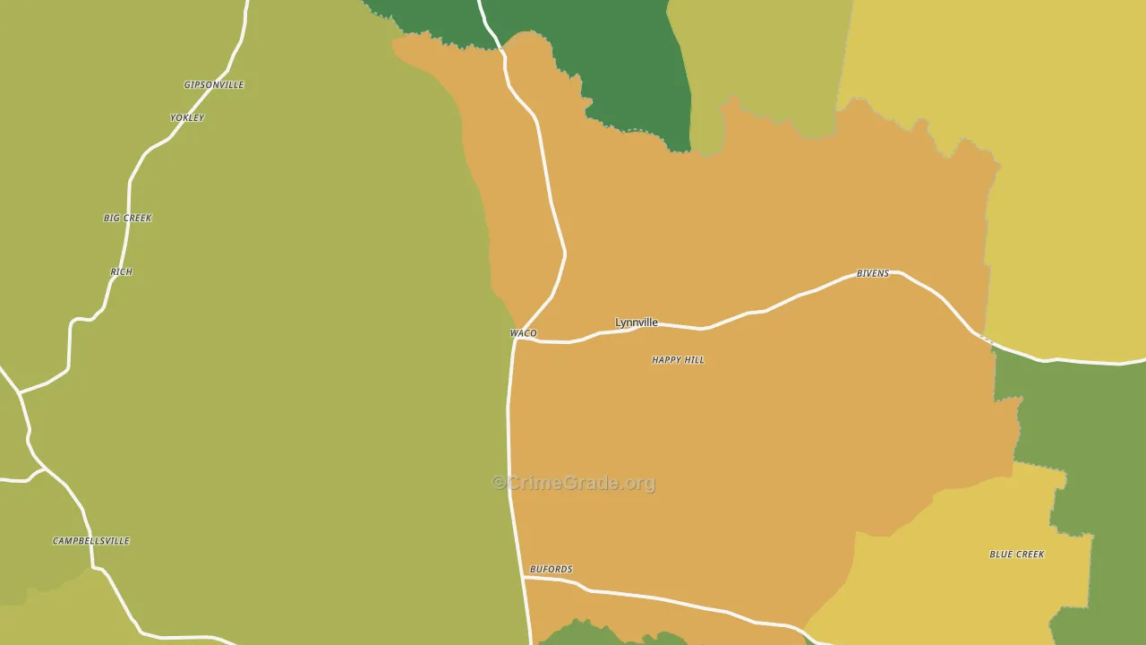 Lynnville, TN Map of Vandalism Rates