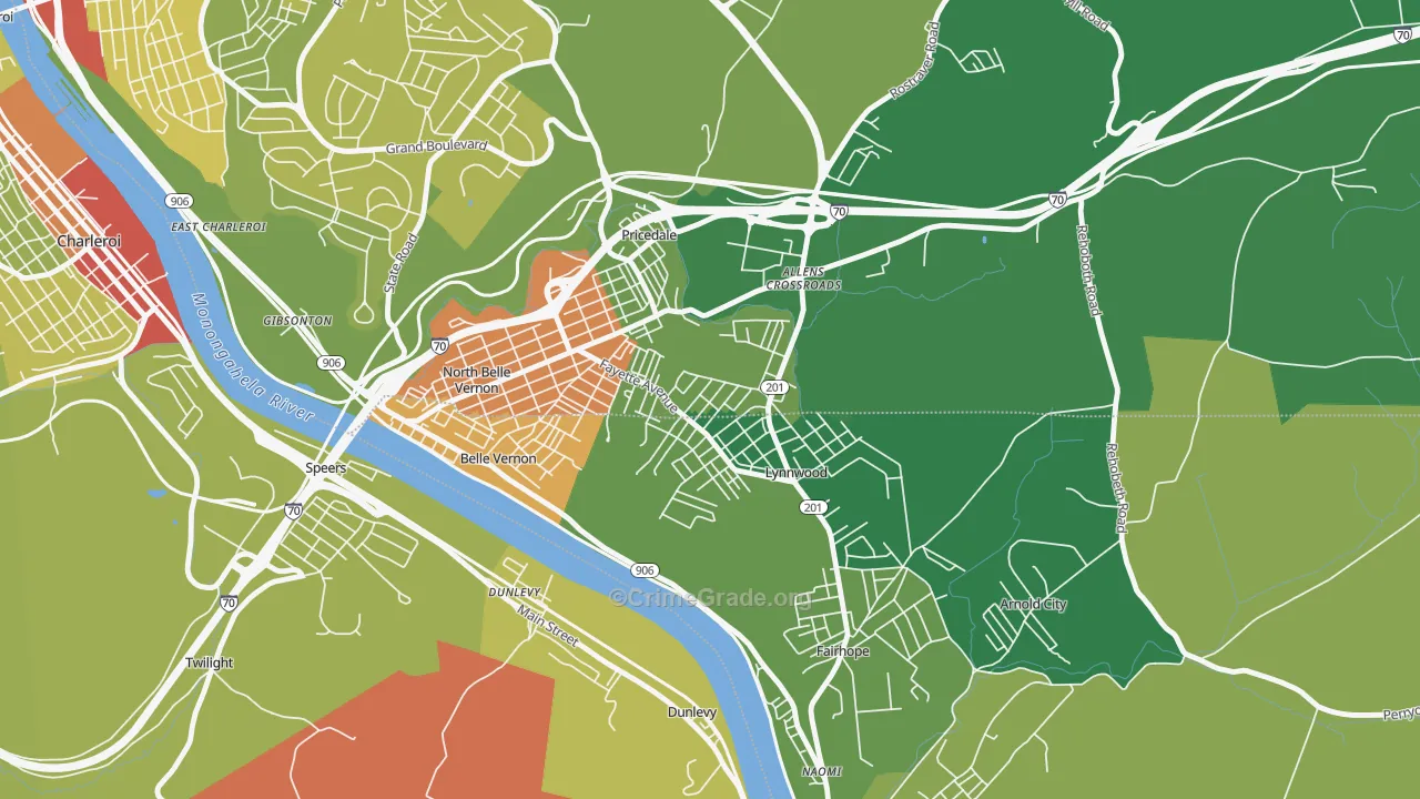 Lynnwood-Pricedale, PA Map of Vandalism Rates