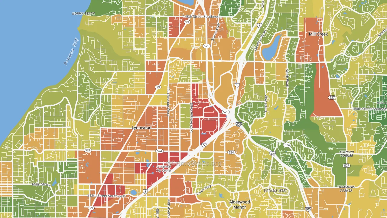 Lynnwood, WA Map of Vandalism Rates