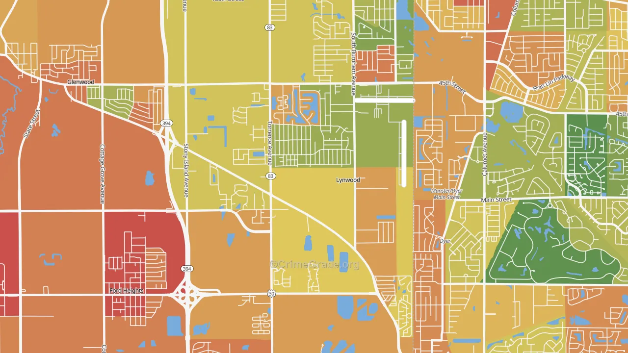Lynwood, IL Map of Vandalism Rates