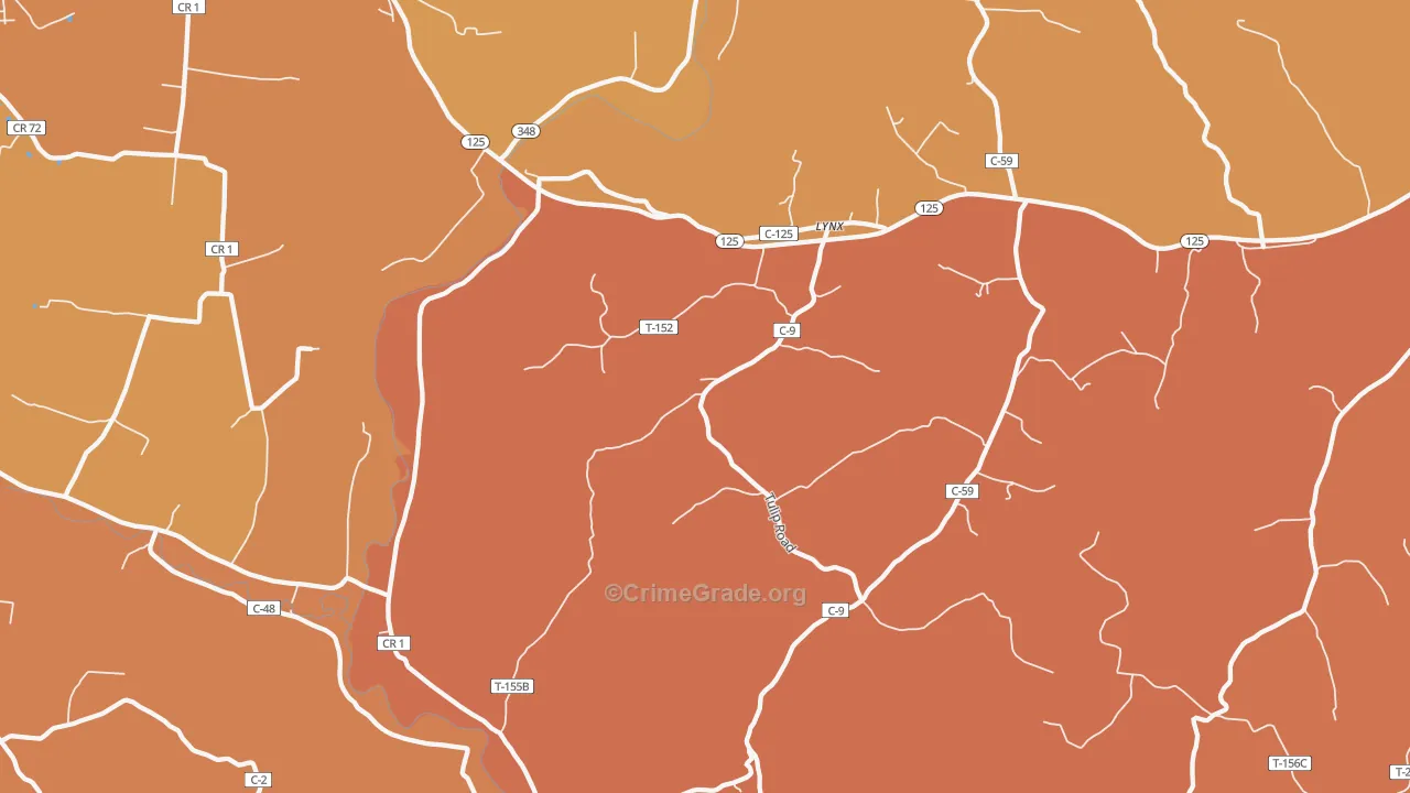 Lynx, OH Map of Vandalism Rates