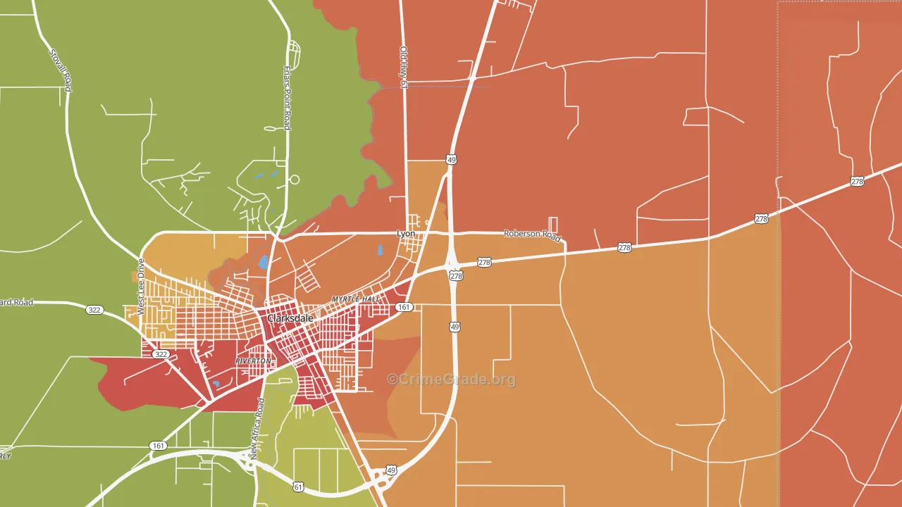 Lyon, MS Map of Vandalism Rates