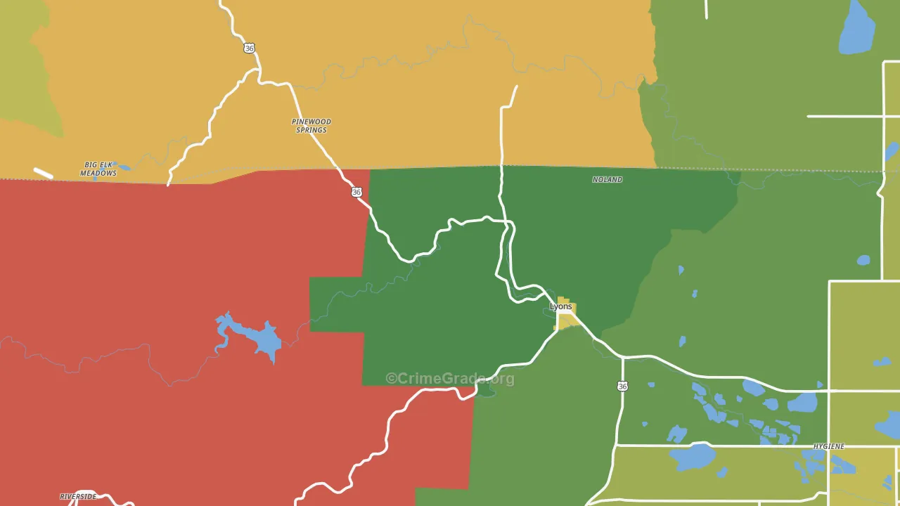 Lyons, CO Map of Vandalism Rates