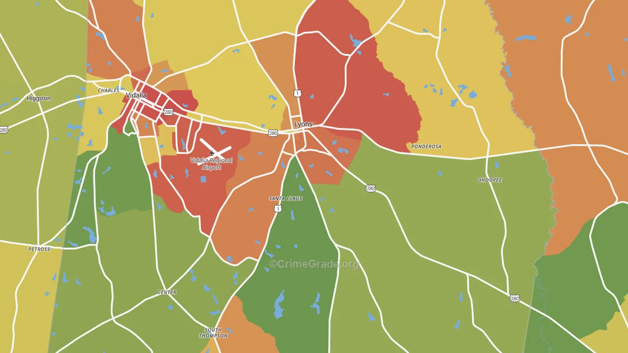 Lyons, GA Map of Vandalism Rates