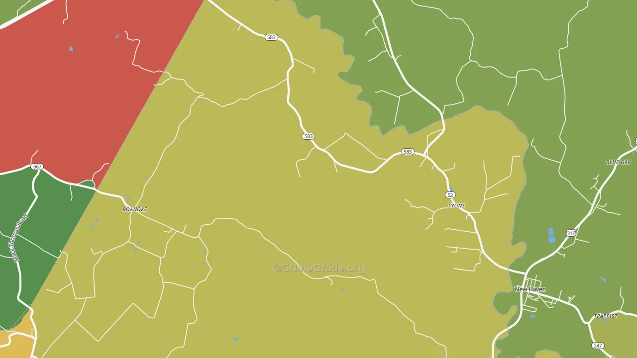 Lyons, KY Map of Vandalism Rates