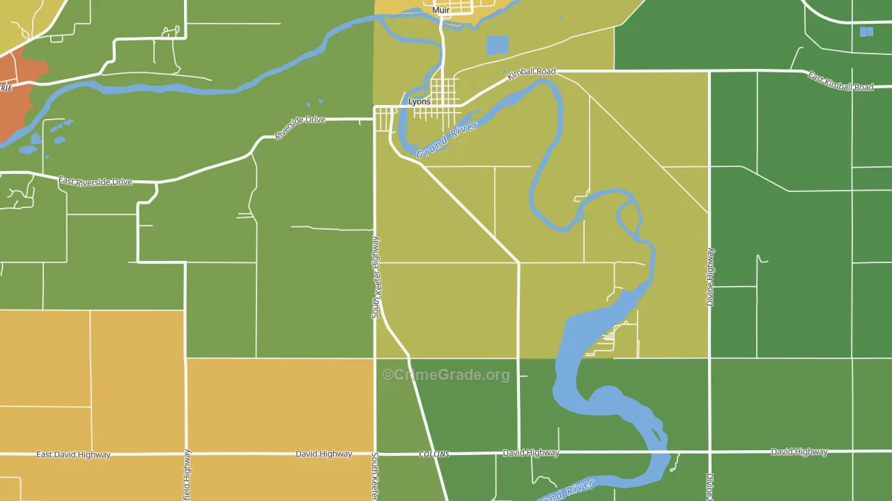Lyons, MI Map of Vandalism Rates