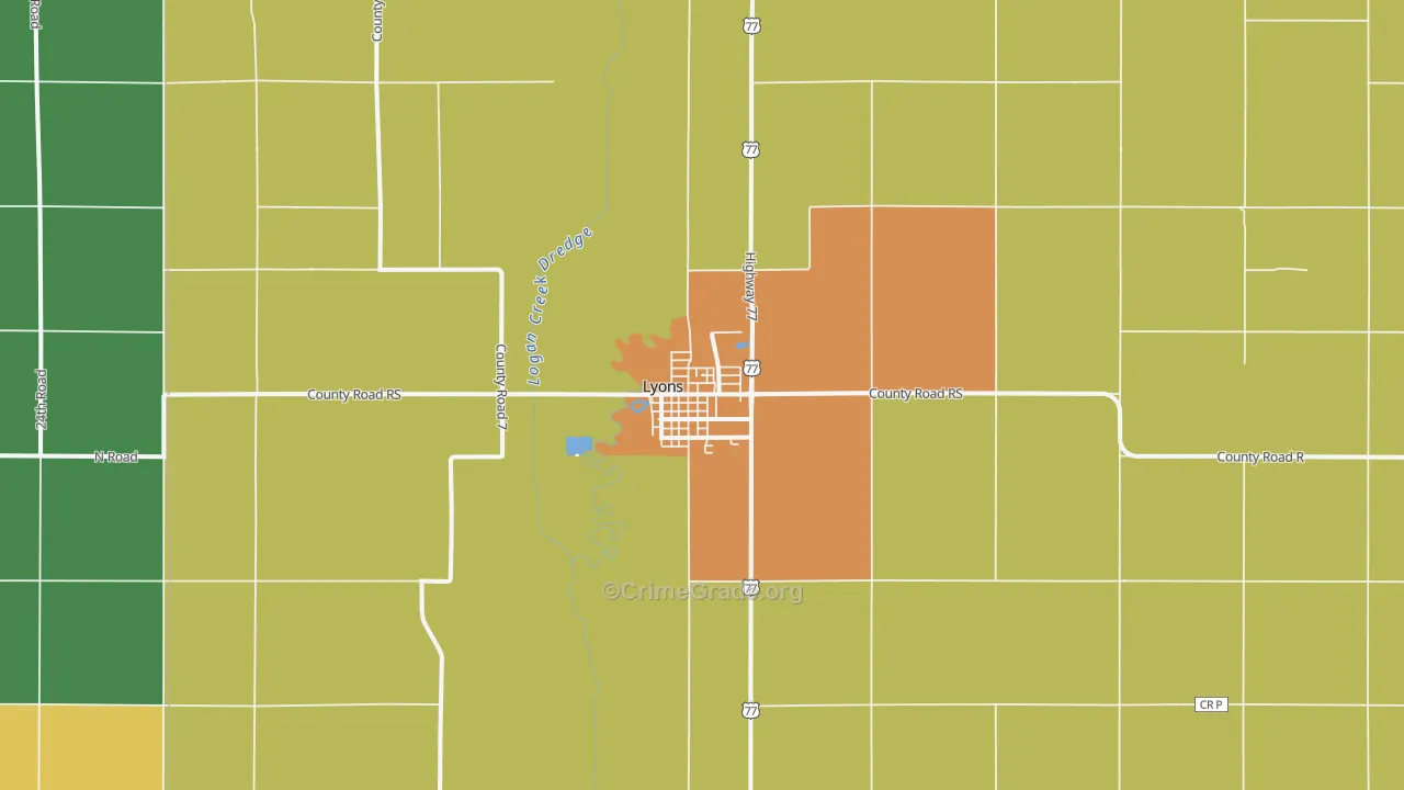 Lyons, NE Map of Vandalism Rates