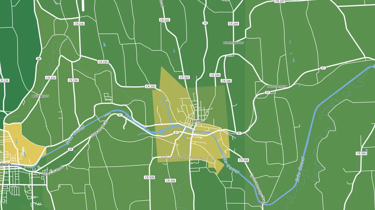Lyons, NY Map of Vandalism Rates