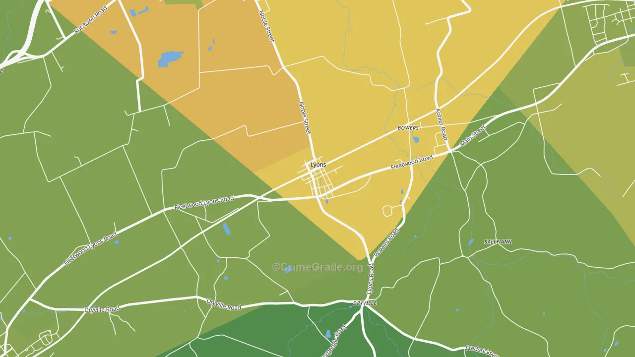 Lyons, PA Map of Vandalism Rates