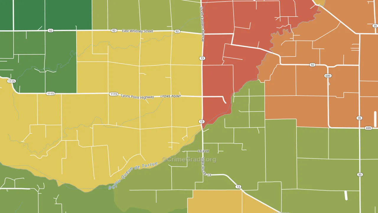 Lyons Point, LA Map of Vandalism Rates